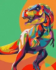 Elftoyer Paint by Numbers for Kids & Adults & Beginner, DIY Canvas Painting Gift Kits for Home Decoration - Colorful Dinosaurs 16 x 20 inch (Without Framed)