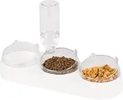 Cat Bowls Elevated,Cat Food Bowls for Indoor Cats,15° Tilted Cat Dishes for Food,Set of 3 Cats Food and Water Bowl,Cat Bowls Whisker Friendly,Protect Spine,Prevent Vomiting, White