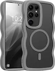 [RUNGOS] for Samsung S24 Ultra Case Magsafe [Wavy Frame, Translucent Matte] [Strong Magnetic] [12Ft Drop Protection] Hard Back Shockproof Case for Samsung Galaxy S24 Ultra Case, MagSafe Phone Cover 2024