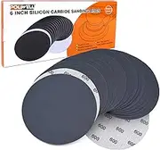 6 Inch (150mm) 600 Grit High Performance Waterproof Hook & Loop Sanding Discs Heavy Duty Silicon Carbide Round Flocking Sandpaper for Wet/Dry Sanding Grinder Polishing Accessories, 20-Pack