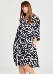 [TS] Plus Size Women's Revival Swing Dress Size 10 in Black / White Print - Taking Shape Black / White Print