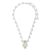 [Yvmin] Yvmin Teddy-bear Flower-cluster Necklace ONE SIZE SILVER/WHITE