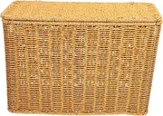 BESTOYARD Woven Storage Basket with Lid and Handle Lightweight Picnic Weave Container for Organizing Sundries and Magazines for Home Camping and Outdoor Activities