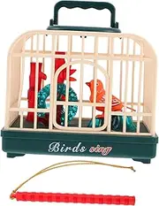 CHICAMPERA Electric Chirping Bird with Cage Interactive Sound Activated for Realistic Bird Sounds Light Effects for Outdoor Play Battery Operated Lifelike Design
