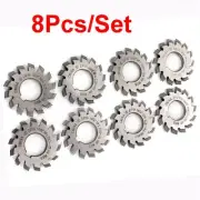 8 Pcs/Set 14.5° Involute Gear Cutter DP8 DP10 DP16 DP20 DP22 PA14-1/2 HSS 8H Kit