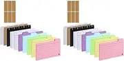 Binxind 2X Index Card Holder Set,Index Box with 460 Assorted, Colourful Lined, 6 Rings and Stickers for School
