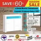 Modern 2 Door Buffet Sideboard Cabinet Storage Shelf LED High Gloss Cupboard