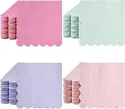 Kosiz 100 Pieces Scalloped Edged Cocktail Napkins Colorful Paper Napkins Disposable Pastel Napkins for Party Wedding Shower Baby Beverage Dinner Birthday, 9.84 x 9.84 Inches, 4 Macaron Colors