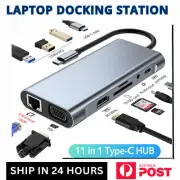 11 in 1 Laptop Docking Station Type-C Dual HDMI Hub Adapter USB-C Triple Display