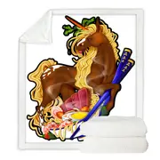 Ramen Noodles Chopsticks Funny Unicorn Throw Blanket