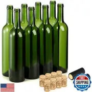 DEAYOU 8 Pack 750ml Bordeaux Wine Bottles, Glass Clear Bottles with 8 Corks a