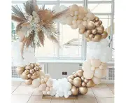 125pcs Sand White Metallic Gold Balloon Garland Arch Kit | Baby Shower Wedding Birthday Party Decorations