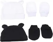 [WRITWAA] Sets Newborn Hats Mittens Cotton Beanie Gloves Warm Scratchproof Fashionable Size Boys Girls