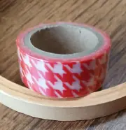 Houndstooth pattern 5/8" WASHI Tape w/ RED & White design 5 yards 1 roll