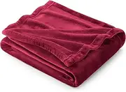 Bedsure Flannel Fleece Luxury Blanket Burgundy Throw Lightweight Cozy Plush Microfiber Solid Blanket