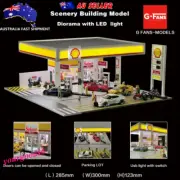 1/64 Diorama Car Garage Model City LED Lighting Gas Station Scene Model Toy Gift