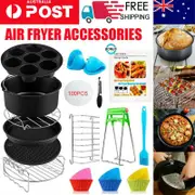 122Pcs 8 Inch Air Fryer Frying Cage Dish Baking Pan Rack Pizza Tray Accessories
