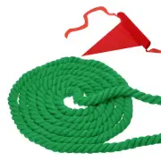 34' Tug of War Rope for Adults Teen Twisted Cotton Rope with Flag Green