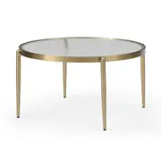 Gatsby 70cm Round Coffee Table Fluted Glass & Gold Metal