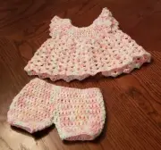 Cabbage Patch Kid Crochet Doll Dress Handmade - 15" CPK - pink with bloomers