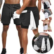 Men's Compression Gym Workout Training Running Shorts Pocket Pants