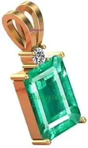 [Tongari] 5.00 Carat Certified Natural Emerald Panna Panchdhatu Rashi Ratan Gold Plated Pendant Locket, Adjustable, Crystal, Emerald