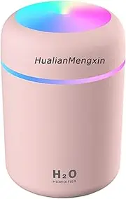 HualianMengxin Colorful Cool Mini Humidifier, USB Personal Desktop Humidifier for Car, Office Room, Bedroom,etc. Auto Shut-Off, 2 Mist Modes, Super Quiet. (Pink)