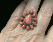BEAUTIFUL SPINEY OYSTER SOUTHWESTERN DESIGN STERLING SILVER SIGNED RING SZ 6.75