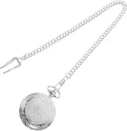 [Minkissy] Roman Numeral Decorative Pocket Watch for Men Vintage Style Lightweight Design Unique Carved Pattern Elegant for Special Occasions