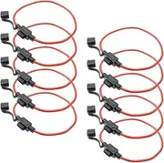 10 Pack Waterproof Inline Fuse Holder 12V 30A for Standard Car Fuse, 12Gauge AWG Wire, Fit for ATO ATC Medium Blade Fuse