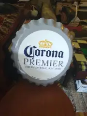 New Corona Premier 17" Bottle Cap Metal Tin Tacker Sign