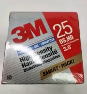3M High Density IBM Formatted Diskettes 3.5” 25 Pack DS HD Floppy Discs New