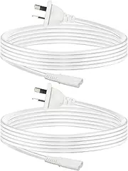 Figure 8 Power Cord 3m White Color Flat IEC-7 Wire ps5 ps4 ps3 Power Cable 3 Meters Long Extension Replacement 2 Pin Plug 2 Pack