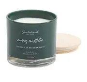 Scentsational Merry Mistletoe Candle Glass Jar 26oz Coconut Beeswax Green Jar