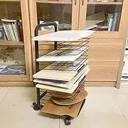 Mobile Steel Drying Rack, Metal Artwork Storage Display Rack, Art Drying Rack for Art Club Home Use / 15 Shelves / 12.6×16.7×29.5 Inch