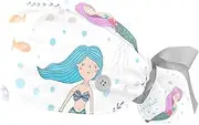 [WOSHJIUK] Working Hat 2 Pack Scrub Caps for Women,Mermaids on White Background,Tie Back Cap Adjustable Scrub Hat
