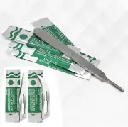 10 STERILE SURGICAL BLADES #11 #12 WITH FREE SCALPEL KNIFE HANDLE #3