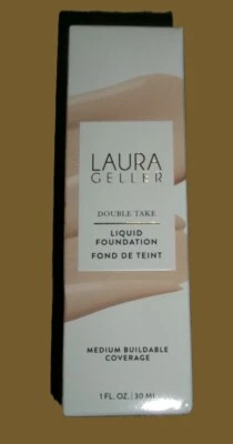 LAURA GELLER Double Take Liquid Foundation medium buildable Porcelain NEW