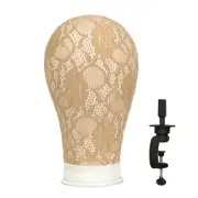 22 Inch Mannequin Head with Stand Canvas Head Wig Model with Mount Hole for DIY