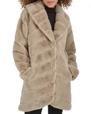 Kenneth Cole Grooved Faux Fur Coat