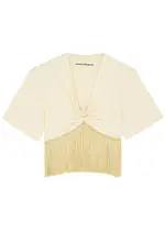 Rabanne Fringed Cotton-blend top - Ivory - 12 12