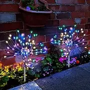 Anordsem Solar Garden Lights Outdoor Decor 2 Pack, Waterproof Solar Firework Sparkler Lights for Yard Outside Patio Flowerbed Planter Pathway Decoratives with 2 Lighting Modes (Colorful)