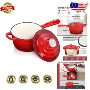 Enameled Cast Iron 2-Qt Saucepan with Lid - Versatile & Durable Cookware