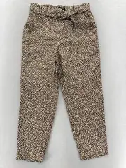 Banana Republic Paperbag Ankle Pants Women's Medium Brown Leopard Print Lyocell