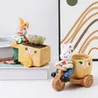 Bunny Planter Pot Easter Decoration Resin Rabbit Ornament Containers Plant
