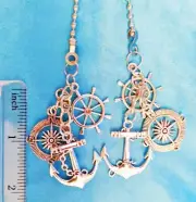 Set of Two ~ SAILOR Anchor Wheel Compass Sea Ocean Metal ~ Ceiling Fan Pulls