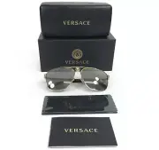 Versace Sunglasses MOD.2238 1252/6G Gold Aviator Frames with Grey Mirror Lenses