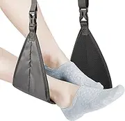 New Upgrade Airplane Footrest with No Feet Clashing,Portable Base Designed Travel Foot Hammock,Travel Essentials Portable Travel Footrest Flight Carry-On Adjustable Height Foot Rest Travel Accessories (Grey)
