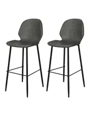 [Levede] PU Leather Padded Counter Chair x2 in Grey