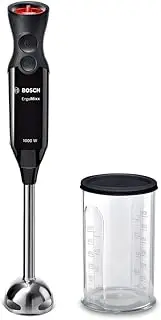 Bosch MS6CB6110 ErgoMixx Hand Blender Set (Strong Performance, Stainless Steel Mixing Base, Turbo Function and Mixing Bowl with Lid, 1,000 Watt) Silver/Black